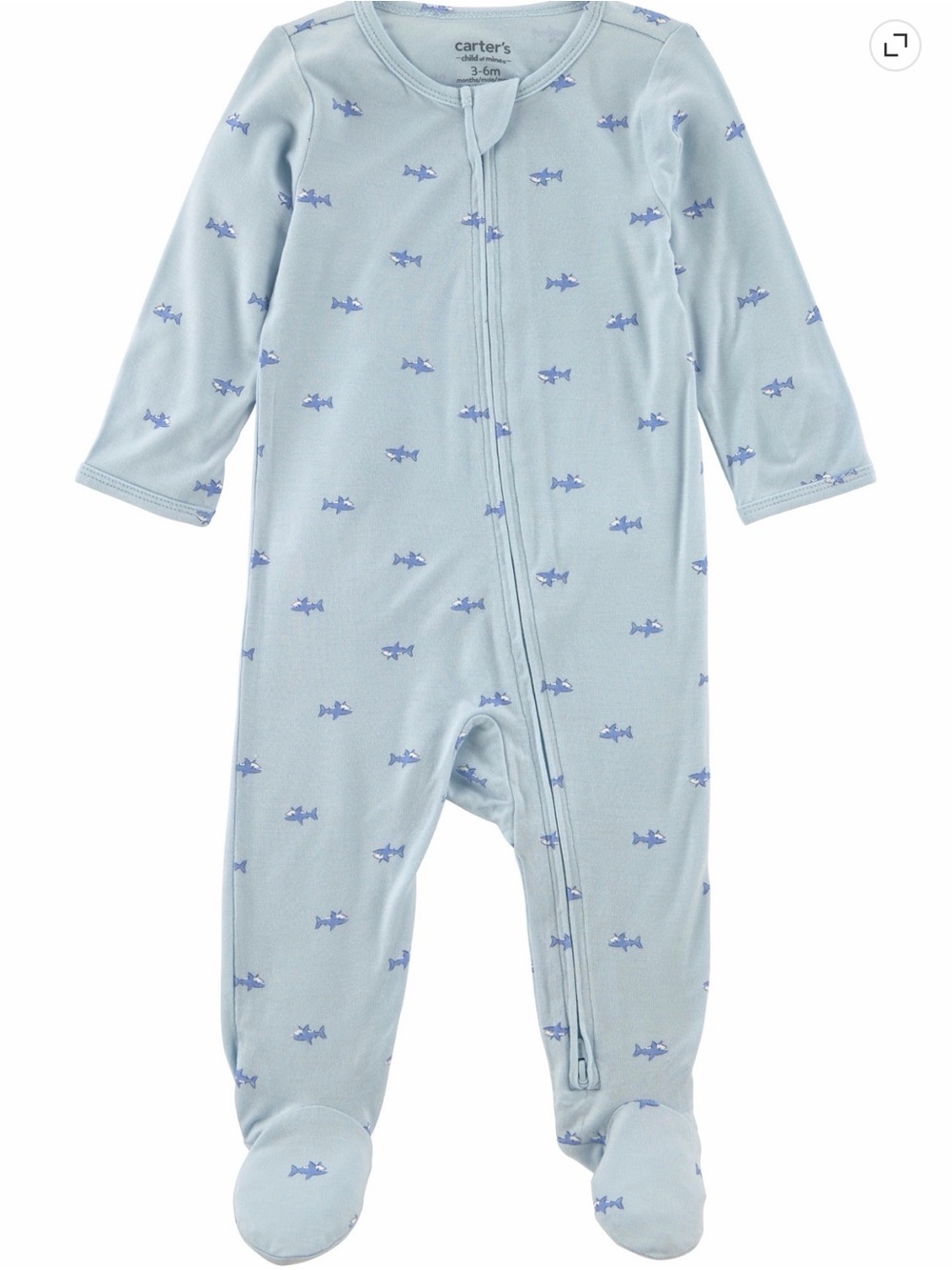 Carter's Blue Shark Print Footed One-Piece